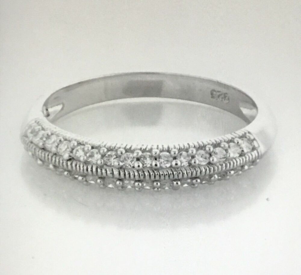 3/4 CT. Round Pave Sim Diamond Milgrain Knife Edge Bridal/Anniversary Band Sz 8